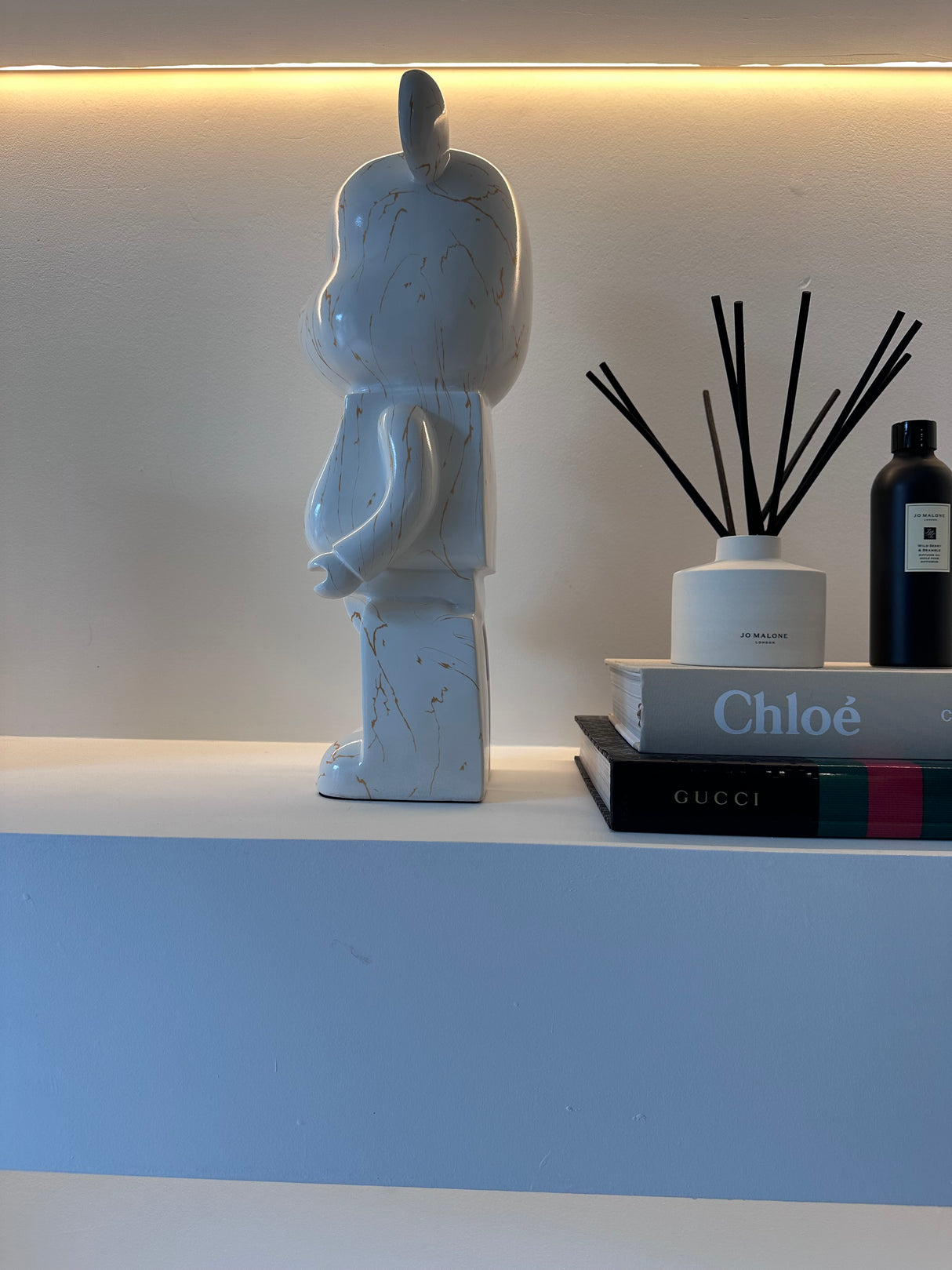 White & Gold Marble 50cm Bear