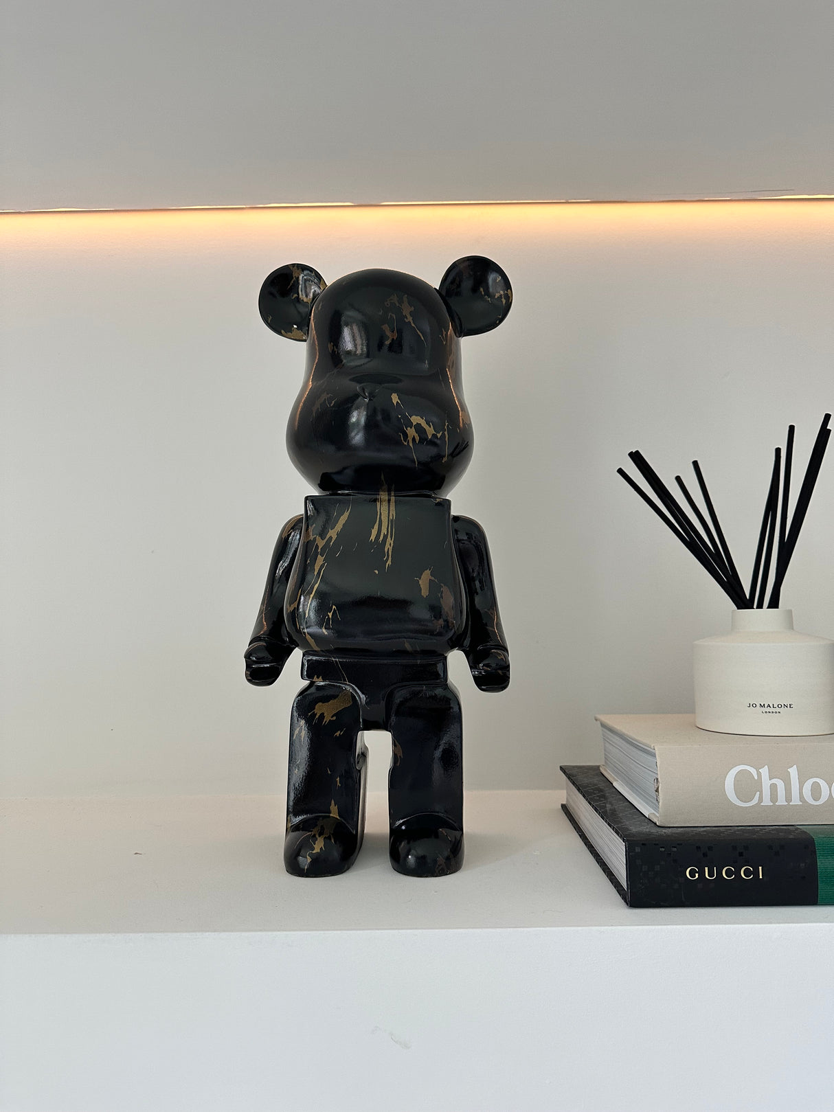 Black & Gold Marble 50cm Bear