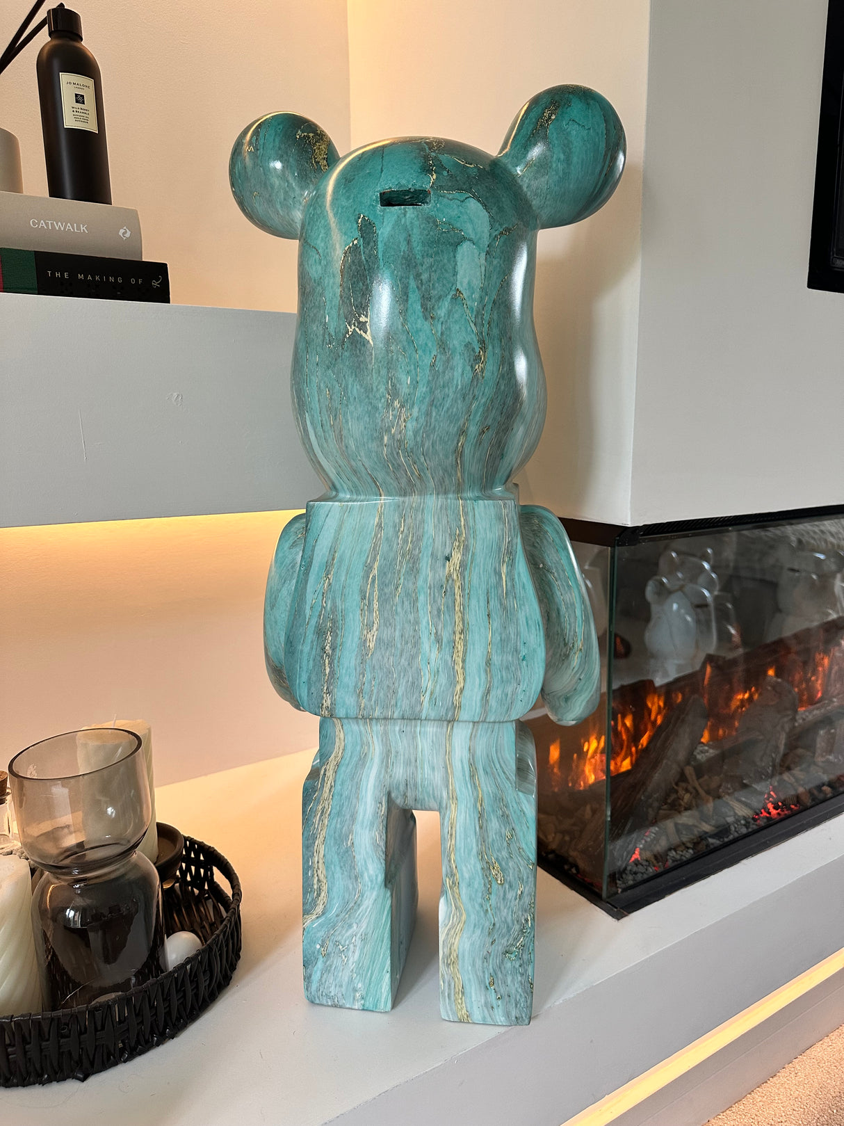 Sage Green & Gold Marble 80cm Bear