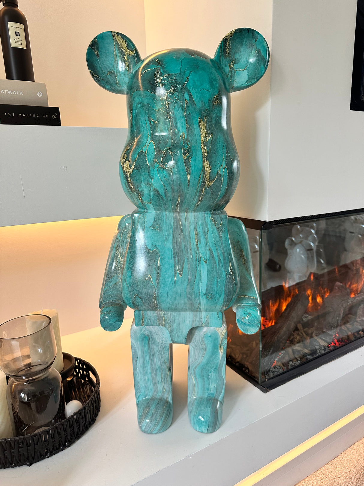 Sage Green & Gold Marble 80cm Bear