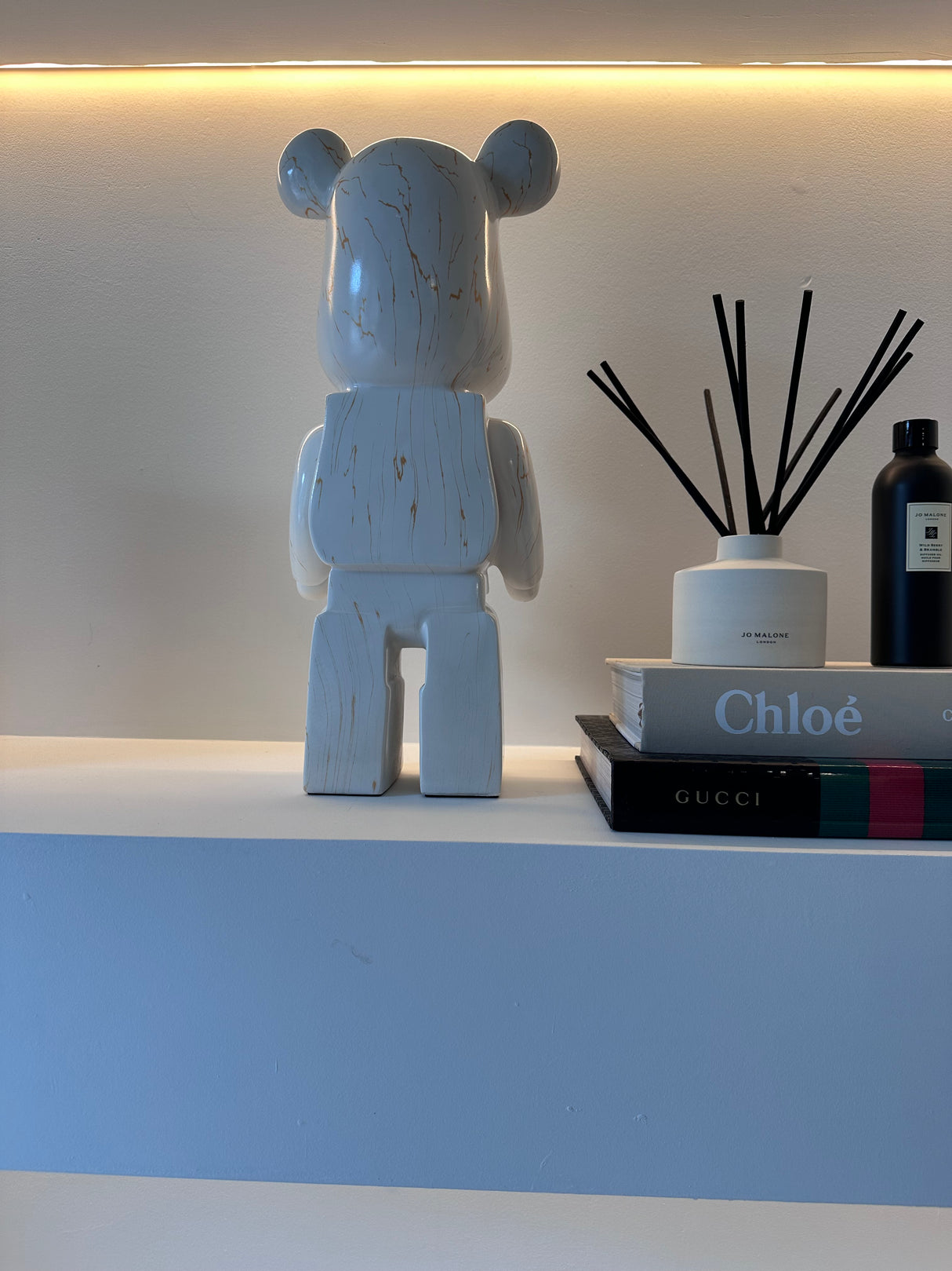 White & Gold Marble 50cm Bear