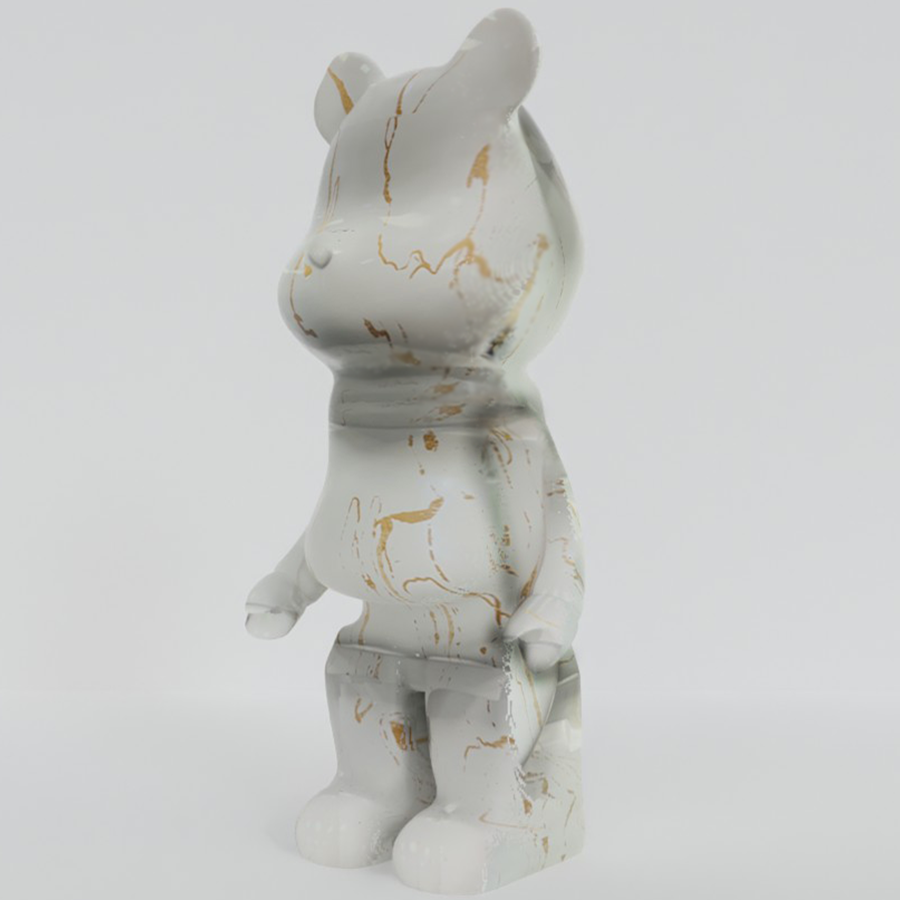 White & Gold Marble 80cm Bear