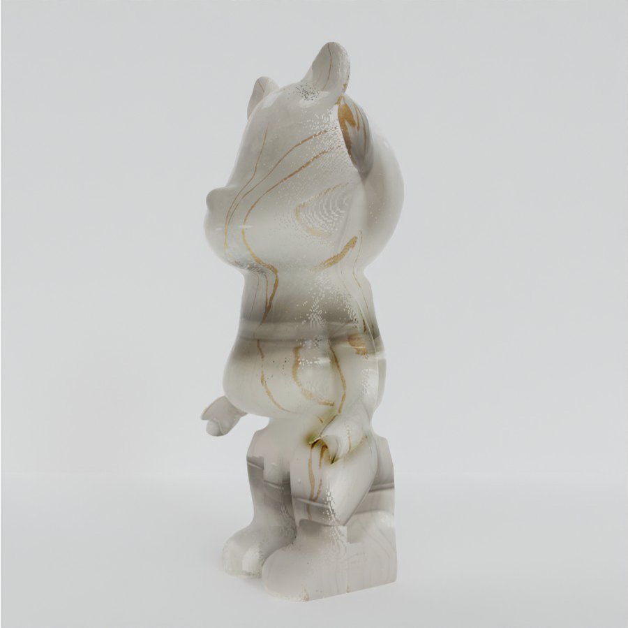 White & Gold Marble 50cm Bear