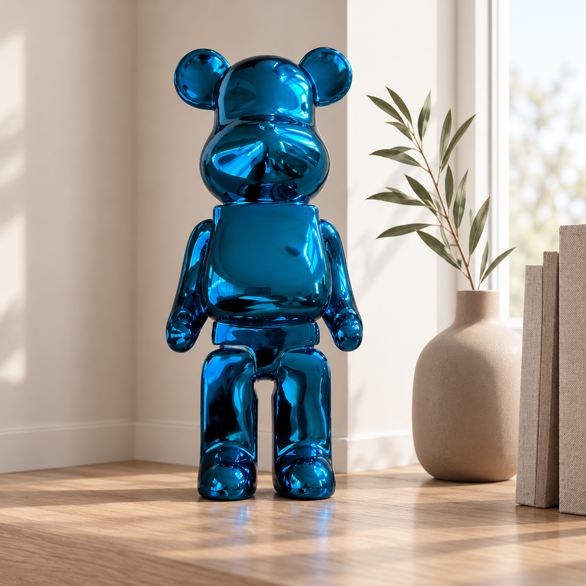 Decoor Chrome Mirror Bear Sculpture