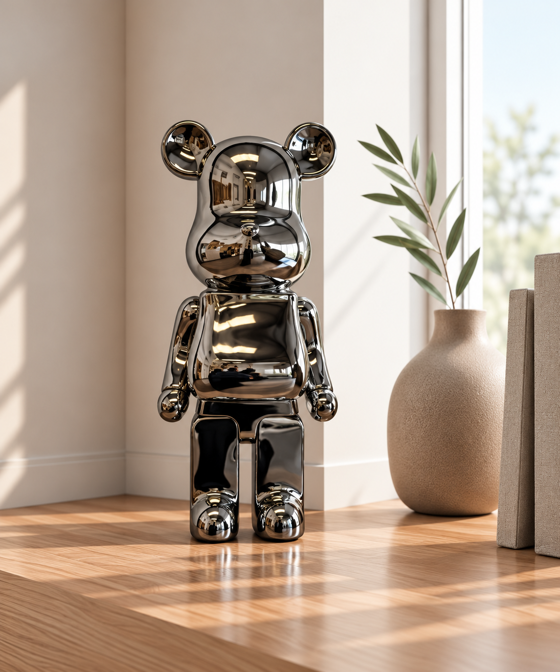 Decoor Chrome Mirror Bear Sculpture