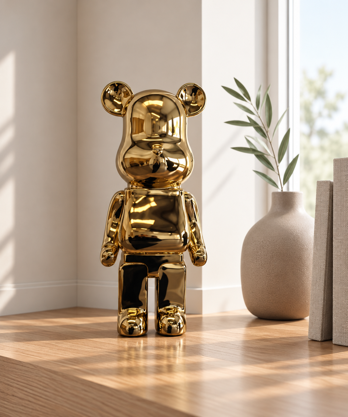 Decoor Chrome Mirror Bear Sculpture