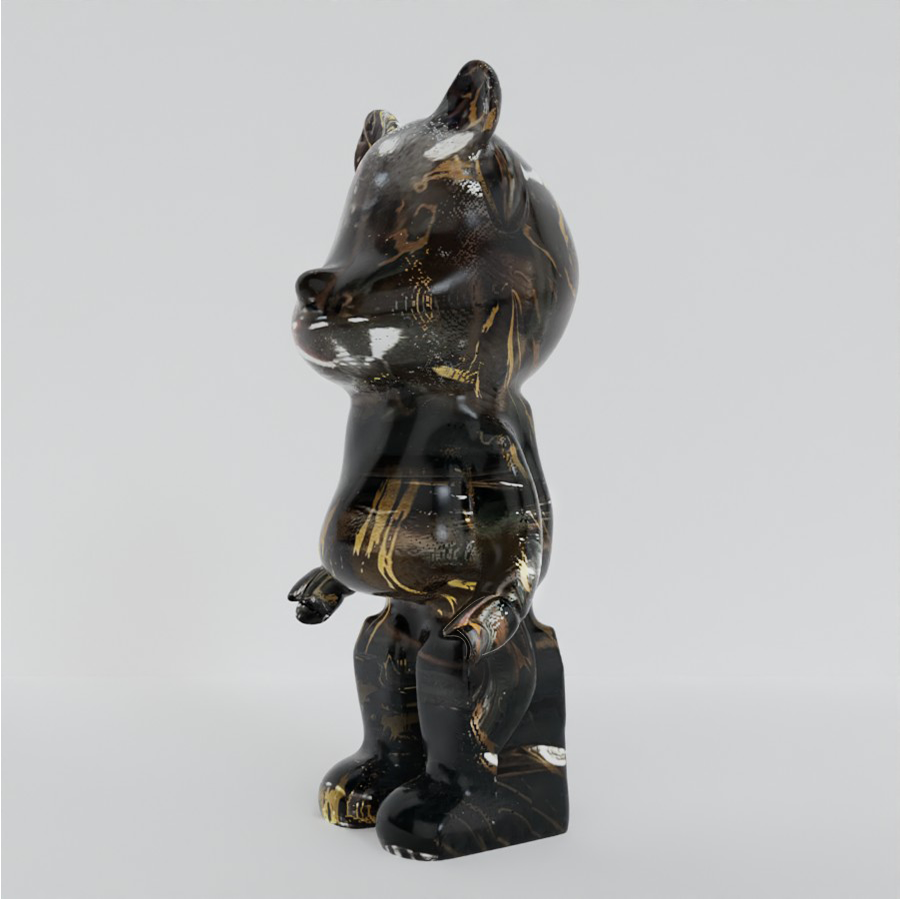 Black & Gold Marble 50cm Bear